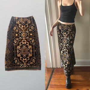 Vintage 70s Tapestry Persian Jacquard Maxi Skirt by Anne Klein